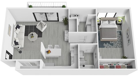 Floor plan for 1 bed, 1 bath, 704 sqft